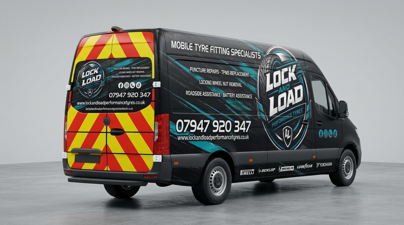 Lock and Load Mercedes Sprinter — fully wrapped mobile tyre workshop